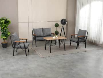 Rüya, 2+1+1 Bahçe-Balkon Mobilyası, Gri 