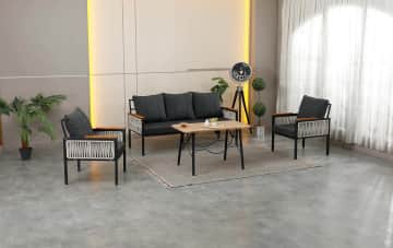 Lara, 3+1+1 Bahçe-Balkon Mobilyası, Antrasit 