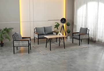 Lara, 2+1+1 Bahçe-Balkon Mobilyası, Gri 